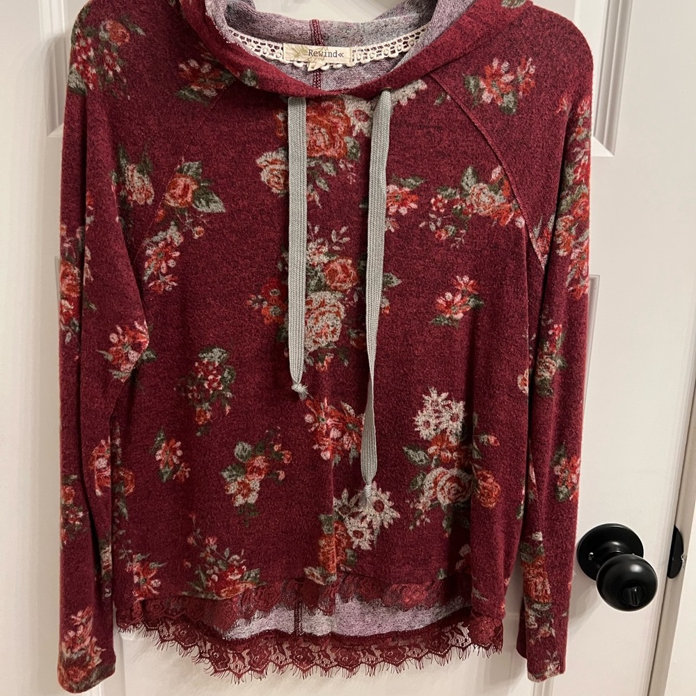 Maroon/purple long sleeve with hood top